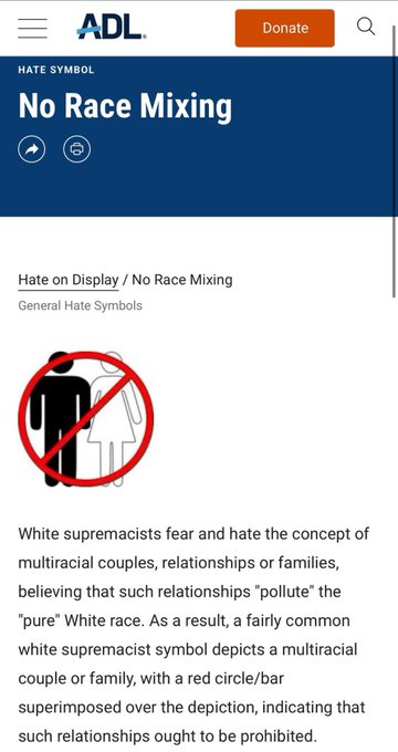 ADL Condemnation of "No Race Mixing"